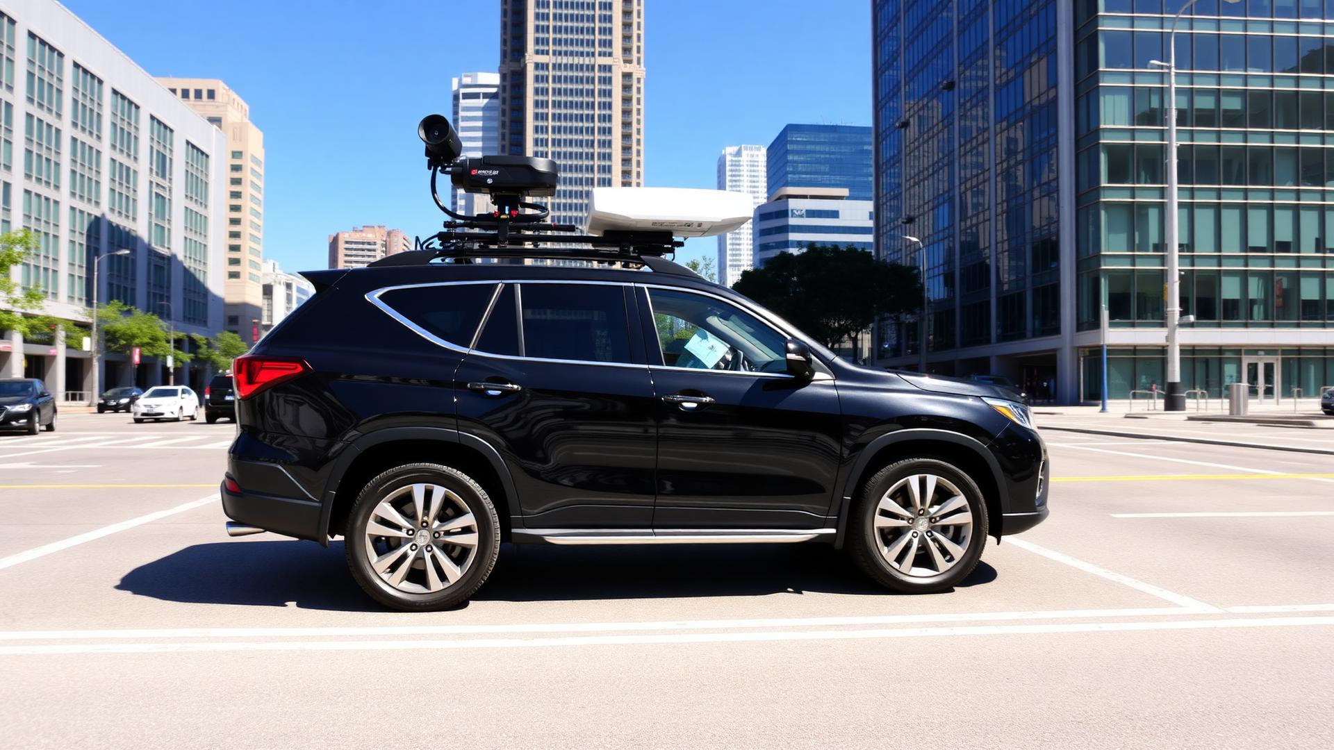 Mobile mapping vehicle capturing 360-degree street-level imagery with LiDAR